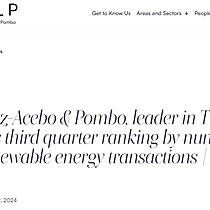 Gmez-Acebo & Pombo, leader in TTR Datas third quarter ranking by number of renewable energy transactions | Cinco Das